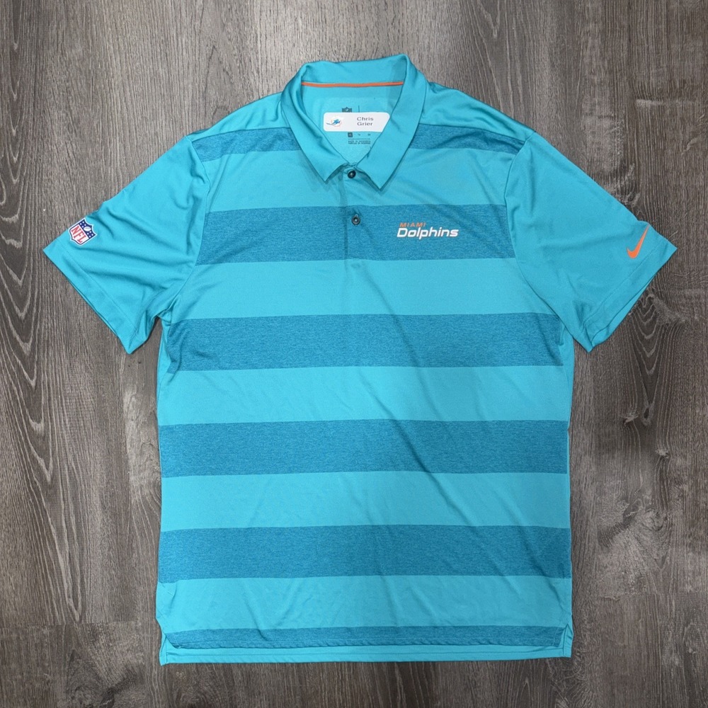 Miami Dolphins Polo Shirt Mens XL Aqua NFL Football Nike Team Issued Game GM